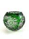 Vase/rose Bowl, Emerald Green Cut-to-clear Crystal, Schonborner Bleikristall Mint
