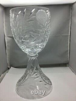 Very Large Vintage American Cut Crystal Vase Unusual Hourglass / Goblet Shape
