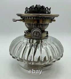 Victorian Cut Crystal Hinks No2 Glass Oil Lamp circa 1870 with burner key