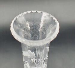 Victorian Cut Crystal Stick Bud Vase with Daisy Floral Designs