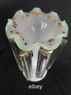 Victorian Cut Glass Crystal Mantel Candle Lustre Vase C. 1880 Eight Drops