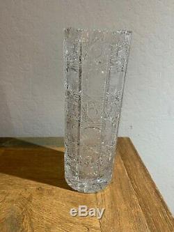 Vintage 10 Queen Lace Bohemian Czech Hand Cut Glass Crystal Vase