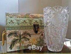 Vintage 10 VASE AMERICAN BRILLIANT CUT CRYSTAL Sawtooth Etched Large Glass 6 lb