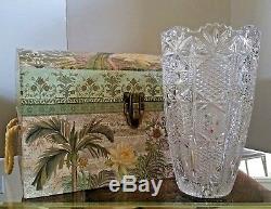 Vintage 10 VASE AMERICAN BRILLIANT CUT CRYSTAL Sawtooth Etched Large Glass 6lbs