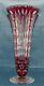 Vintage 11 Crystal Cranberry Red Cut To Clear Crystal Cut Trumpet Vase Abp