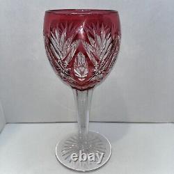 Vintage 11 Ruby Red Cranberry Cut To Clear 24% Lead Crystal Vase Chalice Heavy