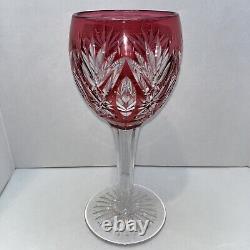 Vintage 11 Ruby Red Cranberry Cut To Clear 24% Lead Crystal Vase Chalice Heavy