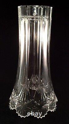 Vintage 13-3/4 tall Cut Lead Crystal Vase, Panel & Fan Design