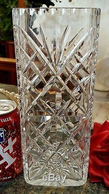 Vintage 60s 70s Vintage SQUARE 10 Tall CUT GLASS CRYSTAL Vase BEAUTIFUL PATTERN