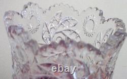 Vintage 6 AMERICAN BRILLIANT ABP Pinwheel CUT CRYSTAL Glass SAW TOOTH Edge VASE