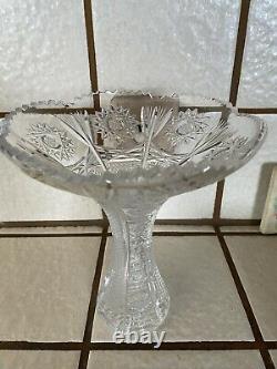 Vintage 8 Queen Lace Bohemian Czech Hand Cut Glass Crystal Vase. Gorgeous