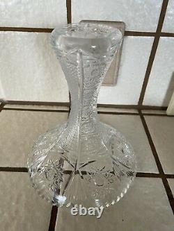Vintage 8 Queen Lace Bohemian Czech Hand Cut Glass Crystal Vase. Gorgeous