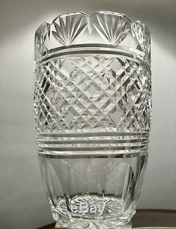Vintage 8x5 Waterford Irish Crystal Georgian Master Strawberry Fan Cut Vase EUC
