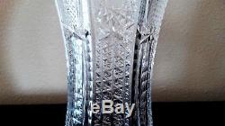 Vintage ABP Cut Glass Crystal Corset Vase Gorgeous 10 Tall