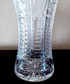 Vintage ABP Cut Glass Crystal Corset Vase Gorgeous 10 Tall