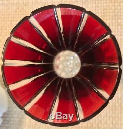Vintage AJKA Cut-Crystal Glass Ruby Red Bud VASE Marked Handmade in Hungary