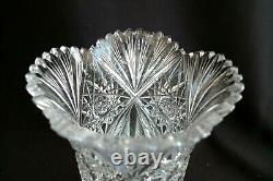 Vintage American Brilliant Cut Glass Crystal Celery Vase Footed Pedestal Ornate