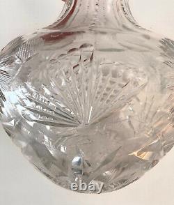 Vintage American Brilliant Cut Glass Intaglio Vase Daisy Flower Butterfly
