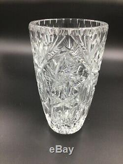 Vintage American Brilliant Period Cut Glass 7 Crystal Vase with Pinwheel Pattern