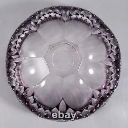 Vintage Amethyst Cut To Clear Fire Polished Faceted Bohemian Style Crystal Bowl