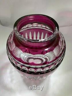 Vintage Amethyst Purple To Clear Large Cut Crystal Czech Vase