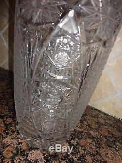 Vintage Antique American Brilliant Cut Crystal Glass Heavy Vase 11 1/2 X 6 1/4