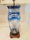 Vintage Antique Bohemian Blue Cut To Clear Glass Crystal (15 Tall Vase) Lamp