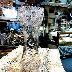 Vintage Antique Cut Crystal 12 Tall Vase