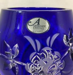 Vintage Arnstadt Cobalt Blue Cut to Clear Crystal Vase 10 H 4 Diameter
