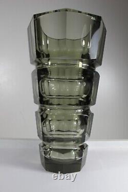 Vintage Art Deco Josef Hoffmann For Moser Glass Geometric Faceted Cut Vase 12