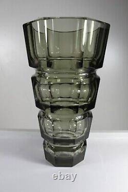 Vintage Art Deco Josef Hoffmann For Moser Glass Geometric Faceted Cut Vase 12