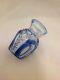 Vintage Art Deco Style Signed Val St Lambert Blue Cut To Clear Crystal Vase