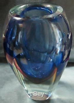Vintage Badash Heavy Crystal Vase Violet/Cranberry Slice Cut