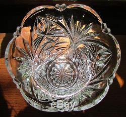 Vintage Beautiful Stunning Design Etched Cut Glass Heavy Crystal Vase