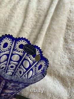 Vintage Bohemia Cobalt Blue Queen Lace Hand Cut 24% Lead Crystal Vase