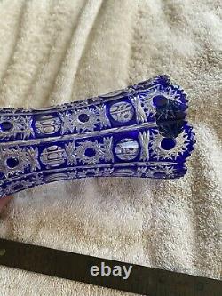 Vintage Bohemia Cobalt Blue Queen Lace Hand Cut 24% Lead Crystal Vase