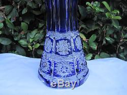Vintage Bohemia Cobalt Blue Queen Lace Hand Cut 24% Lead Crystal Vase 8 Nib