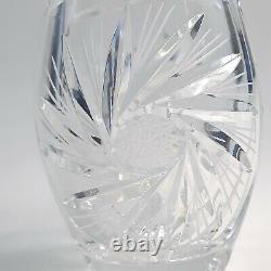 Vintage Bohemia Czech Republic 24% Lead Crystal Flower Vase 8 Pinwheel withBox
