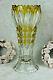 Vintage Bohemia Czech Crystal Glass Yellow Clear Cut Vase 1950