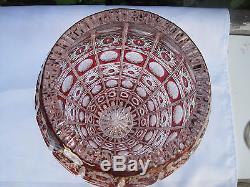 Vintage Bohemia Gold Ruby Queen Lace Cut 24% Lead Crystal Jar Shape Vase 12 Nib