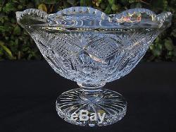 Vintage Bohemia Hand Cut 24% Lead Crystal Pedestal Bowl 9 Mint New