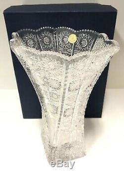 Vintage Bohemia Queen Lace 24% Lead Hand Cut Crystal Vase 11 Nib