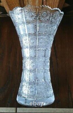 Vintage Bohemia Queen Lace Cut 24% Crystal Vase 10 Exquisite
