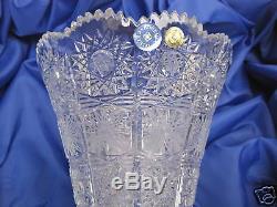 Vintage Bohemia Queen Lace Cut 24% Crystal Vase 10 Mint Nib