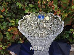 Vintage Bohemia Queen Lace Cut 24% Crystal Vase 12 Mint Nib