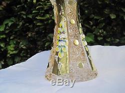 Vintage Bohemia Queen Lace Hand Cut 18k Gold Enamel 24% Lead Crystal Vase 12