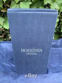 Vintage Bohemia Queen Lace Hand Cut 24% Lead Crystal Pedestal (fat) Vase 10