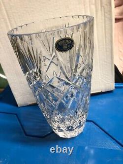 Vintage Bohemia hand cut lead crystal vase Czechoslovakia
