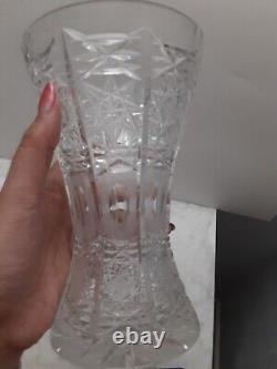 Vintage Bohemiam Crystal Vase Hand Cut Queen Lace 8