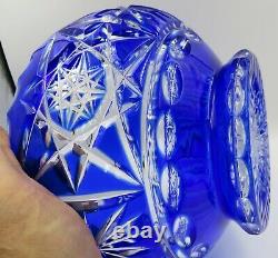 Vintage Bohemian Blue Cut to Clear Glass Bowl